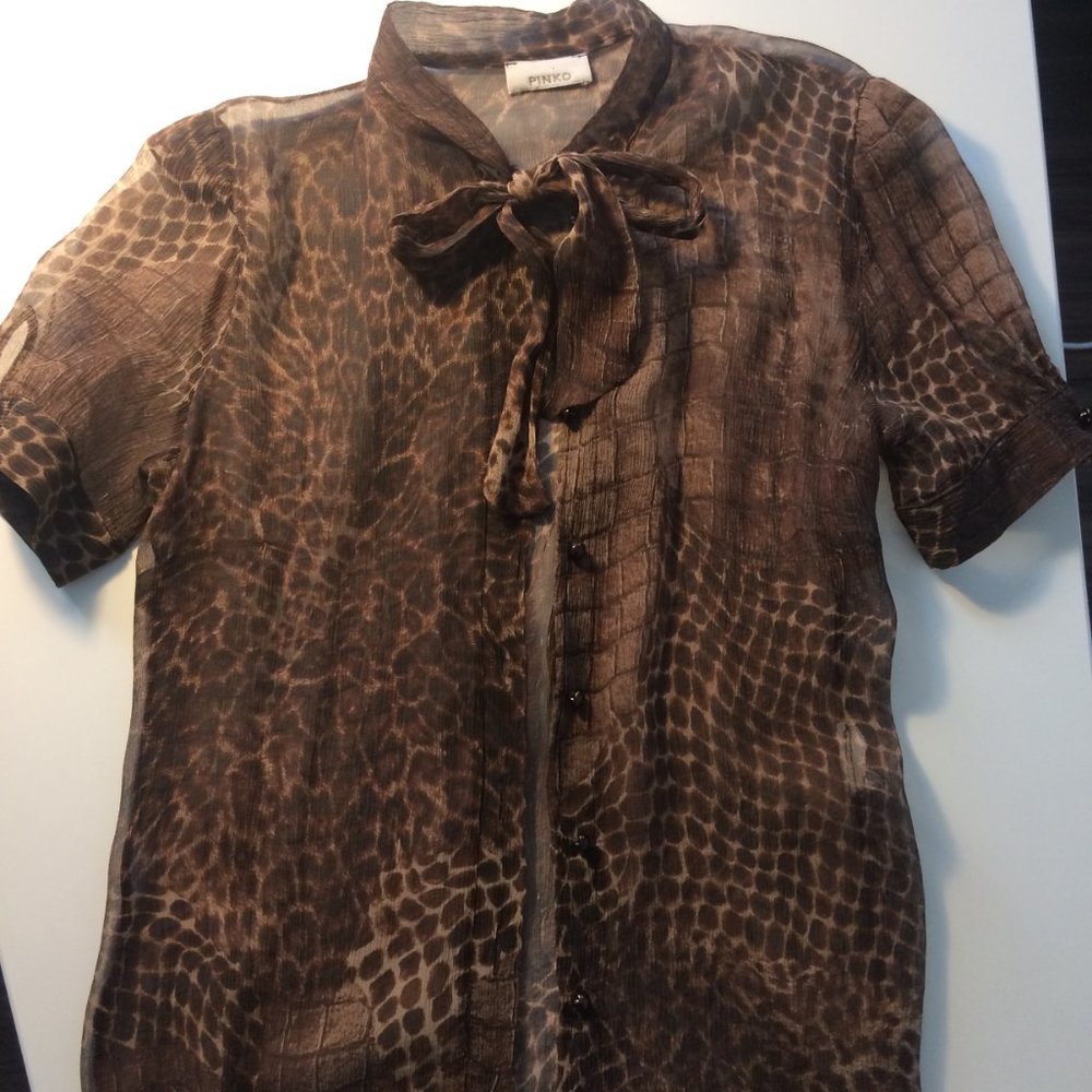 PINKO 100% Silk Animalier Blouse